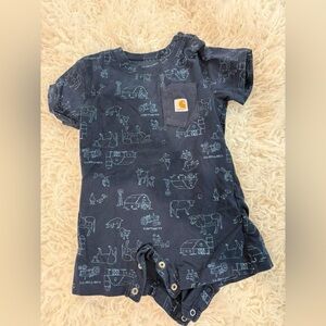 Carhartt Navy Farm Print Baby Romper